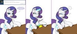 Size: 1808x800 | Tagged: safe, artist:dekomaru, rarity, pony, unicorn, ask, comic, pregnant, solo, tumblr, tumblr:ask twixie