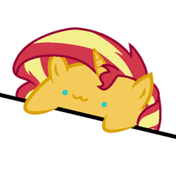 Size: 400x400 | Tagged: safe, artist:thread8, sunset shimmer, pony, unicorn, bongo cat, cute, nyanset shimmer, simple background, white background