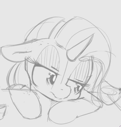 Size: 468x492 | Tagged: safe, artist:tre, rarity, pony, unicorn, female, grayscale, mare, monochrome, sketch, solo