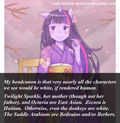 Size: 716x735 | Tagged: safe, derpibooru import, twilight sparkle, anthro, clothes, headcanon, human facial structure, kimono (clothing), meta, redpilled-mlp-headcanons