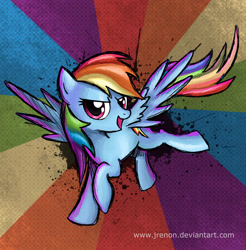 Size: 2369x2412 | Tagged: safe, artist:jrenon, derpibooru import, rainbow dash, pegasus, pony, fighting is magic, clothes, contest, design, female, mare, mario strikers charged football, shirt, smiling, solo, spread wings, t-shirt, watermark, welovefine, wings