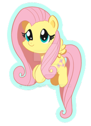 Size: 600x825 | Tagged: safe, artist:talim_stuff, fluttershy, pegasus, pony, chibi, cute, solo, watermark