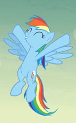 Size: 556x902 | Tagged: safe, derpibooru import, screencap, rainbow dash, pegasus, pony, daring done?, cropped, cute, dashabetes, flying, smiling, solo, spread wings, wings