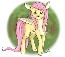 Size: 948x843 | Tagged: safe, artist:farcuf, fluttershy, deer, peryton, deerified, flutterdeer, solo, species swap