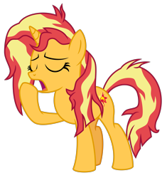 Size: 4700x5000 | Tagged: safe, artist:emeraldblast63, sunset shimmer, messy mane, simple background, solo, transparent background, yawn