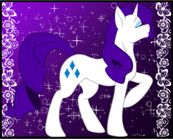 Size: 741x597 | Tagged: safe, artist:the-coffee-cobra, rarity, pony, unicorn, abstract background, cutie mark, eyes closed, eyeshadow, female, makeup, mare, profile, raised hoof, solo