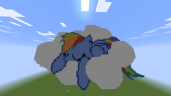 Size: 854x480 | Tagged: safe, artist:sarperso, derpibooru import, rainbow dash, pegasus, pony, cloud, minecraft, minecraft pixel art, pixel art, sleeping, slime