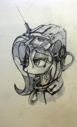 Size: 2340x3871 | Tagged: safe, artist:lisa-elburn, fluttershy, pegasus, pony, science fiction, solo, traditional art
