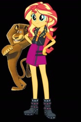 Size: 550x826 | Tagged: safe, sunset shimmer, equestria girls, alex the lion, black background, madagascar (movie), simple background