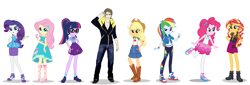 Size: 5864x2000 | Tagged: safe, applejack, fluttershy, pinkie pie, rainbow dash, rarity, sci-twi, sunset shimmer, twilight sparkle, equestria girls, alex mercer, converse, humane five, humane seven, humane six, shoes, simple background, white background