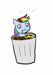 Size: 2480x3508 | Tagged: safe, artist:sakura saga 🇯🇵, derpibooru import, rainbow dash, pegasus, pony, abuse, dashabuse, downvote bait, op is a cuck, op is trying to start shit, rainbow trash, sad, trash can