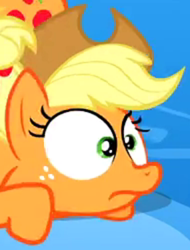 Size: 380x500 | Tagged: safe, screencap, applejack, earth pony, pony, games ponies play, cropped, solo