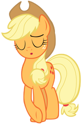 Size: 7000x10700 | Tagged: safe, artist:tardifice, applejack, earth pony, pony, tanks for the memories, absurd resolution, applejack cries on the inside, cowboy hat, crossed hooves, eyes closed, freckles, hat, photoshop, simple background, solo, stetson, transparent background, vector