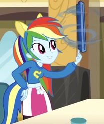 Size: 609x730 | Tagged: safe, derpibooru import, edit, edited screencap, screencap, rainbow dash, equestria girls, equestria girls (movie), balancing, cafeteria tray, cropped, helping twilight win the crown, solo, spinning, tray, wondercolt ears