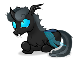 Size: 2560x2048 | Tagged: safe, artist:slackerburst, bon bon, sweetie drops, changeling, bon bon is best changeling, changelingified, crying, sad, simple background, solo, species swap, transparent background, vector