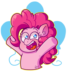 Size: 1021x1099 | Tagged: safe, artist:sonica-michi, pinkie pie, earth pony, pony, cutie mark background, open mouth, solo