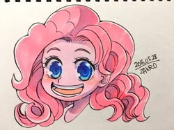 Size: 1280x960 | Tagged: safe, artist:zakro, pinkie pie, equestria girls, bust, portrait, smiling, solo, traditional art