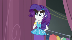 Size: 1280x720 | Tagged: safe, edit, edited screencap, screencap, rarity, better together, equestria girls, rarity investigates: the case of the bedazzled boot, eyebrows, flcl, solo