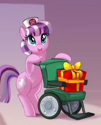 Size: 803x1000 | Tagged: safe, artist:mew, nurse sweetheart, present, solo, wheelchair