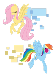 Size: 1500x2000 | Tagged: safe, artist:colorful-horses, derpibooru import, fluttershy, rainbow dash, pegasus, pony, abstract background, colored, duo, female, flat colors, mare, no pupils, profile, simple background, spread wings, transparent background, wings