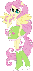 Size: 3000x6415 | Tagged: safe, artist:crimsumic, fluttershy, equestria girls, absurd resolution, boots, clothes, inkscape, lipstick, ponied up, raised leg, simple background, skirt, socks, solo, tanktop, transparent background, vector
