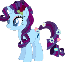 Size: 412x391 | Tagged: safe, artist:westrail642fan, rarity, pony, unicorn, alternate timeline, alternate universe, flower, flower in hair, flower in tail, rise and fall, rose, simple background, solo, transparent background