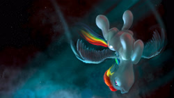 Size: 3266x1837 | Tagged: safe, artist:skribbler84, derpibooru import, rainbow dash, pegasus, pony, cloud, female, flying, mare, night, night sky, sky, solo, stars