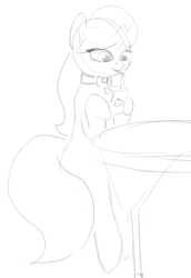 Size: 531x772 | Tagged: safe, artist:fiddlearts, octavia melody, earth pony, pony, juice box, monochrome, sketch