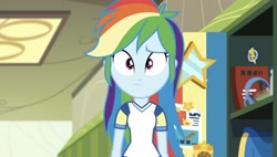 Size: 1459x827 | Tagged: safe, derpibooru import, screencap, rainbow dash, better together, choose your own ending, equestria girls, sock it to me, cute, dashabetes, locker, looking at you, solo