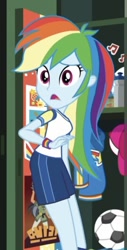 Size: 418x823 | Tagged: safe, derpibooru import, screencap, daring do, rainbow dash, better together, choose your own ending, equestria girls, sock it to me, curvy, cute, dashabetes, female, solo