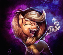 Size: 1200x1055 | Tagged: safe, artist:tsitra360, applejack, earth pony, pony, scare master, applelion, clothes, costume, cute, eyes closed, female, freckles, jackabetes, mare, nightmare night, nightmare night costume, open mouth, roar, signature, solo, that was fast