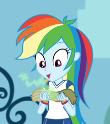 Size: 954x1080 | Tagged: safe, derpibooru import, screencap, rainbow dash, better together, choose your own ending, equestria girls, sock it to me, sock it to me: bulk biceps, cropped, cute, dashabetes, female, foot odor, smelly, smelly sock, smiling