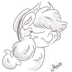 Size: 890x890 | Tagged: safe, artist:perrydotto, applejack, earth pony, pony, chest fluff, digital art, hat, monochrome, pleased, sketch, solo