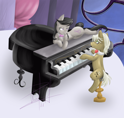 Size: 1500x1425 | Tagged: safe, artist:narbevoguel, frederic horseshoepin, octavia melody, earth pony, pony, female, fredtavia, male, piano, shipping, straight