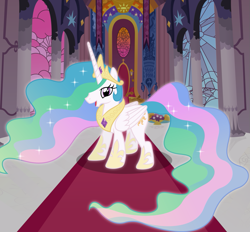 Size: 993x923 | Tagged: safe, edit, princess celestia, alicorn, pony, crown, cute, female, hoof shoes, jewelry, mare, peytral, regalia, short, smallestia, window