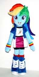 Size: 570x1116 | Tagged: safe, derpibooru import, rainbow dash, equestria girls, female, irl, looking at you, photo, picture, plushie, smiling, solo, standing