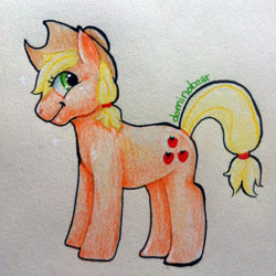 Size: 1024x1024 | Tagged: safe, artist:dominobear, applejack, earth pony, pony, female, mare, solo, traditional art