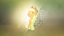 Size: 1920x1080 | Tagged: safe, artist:divideddemensions, artist:reginault, derpibooru import, applejack, earth pony, pony, effects, lens flare, pose, solo, vector, wallpaper