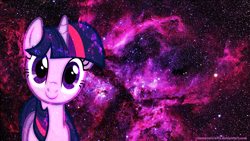 Size: 1920x1080 | Tagged: safe, artist:cosmocatcrafts, derpibooru import, twilight sparkle, galaxy, looking at you, signature, space, vector, wallpaper