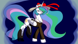 Size: 3840x2160 | Tagged: safe, artist:mechakid37, princess celestia, alicorn, pony, clothes, hat, solo