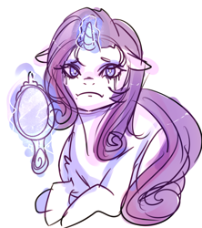 Size: 1771x1995 | Tagged: safe, artist:co11on-art, rarity, pony, unicorn, crying, makeup, mirror, running makeup, sad, solo