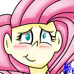 Size: 885x885 | Tagged: safe, artist:hurricanestarpegasus, fluttershy, human, equestria girls, humanized, looking at you, smiling, solo