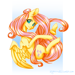 Size: 1400x1400 | Tagged: safe, artist:bigmoon206, fluttershy, pegasus, pony, cute, looking at you, shyabetes, smiling, solo, spread wings