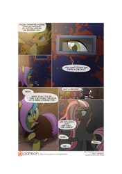 Size: 3541x5016 | Tagged: safe, artist:gashiboka, applejack, pinkie pie, oc, oc:gold lily, oc:night star, earth pony, pony, unicorn, comic:recall the time of no return, comic, password, patreon, patreon logo, size difference