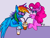 Size: 1024x768 | Tagged: safe, artist:honkinghighblood, derpibooru import, pinkie pie, rainbow dash, earth pony, pegasus, pony, blushing, coffee cup, cup, eye clipping through hair, female, lesbian, lidded eyes, mare, pinkiedash, sharing a drink, shipping, simple background, straw