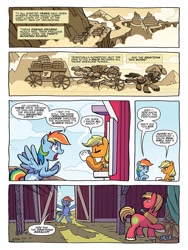 Size: 768x1024 | Tagged: safe, artist:tonyfleecs, derpibooru import, idw, applejack, big macintosh, rainbow dash, earth pony, pegasus, pony, spoiler:comic, spoiler:comic87, preview