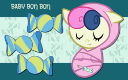 Size: 2560x1600 | Tagged: safe, artist:alicehumansacrifice0, derpibooru import, bon bon, sweetie drops, pony, baby, baby pony, candy, food, solo, wallpaper