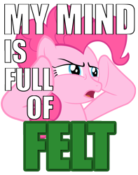 Size: 3000x3800 | Tagged: safe, artist:madthemike, pinkie pie, earth pony, pony, a friend in deed, felt, image macro, meme, solo