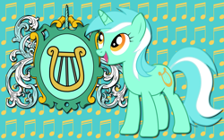 Size: 2560x1600 | Tagged: safe, artist:alicehumansacrifice0, derpibooru import, lyra heartstrings, pony, unicorn, abstract background, coat of arms, female, heraldry, mare, solo, wallpaper