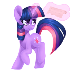 Size: 1024x1024 | Tagged: safe, artist:voilet14, derpibooru import, twilight sparkle, magic, raised hoof, simple background, solo, telekinesis